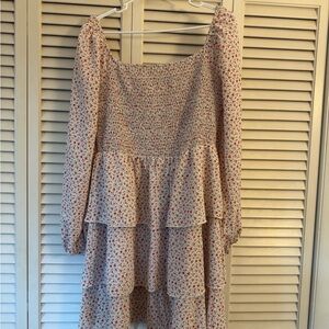 Floral Long Sleeve Tiered Dress